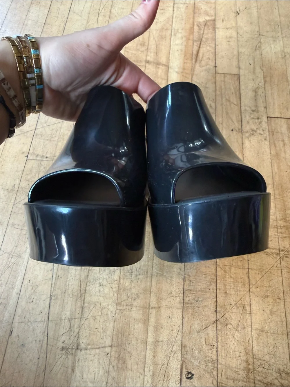 MELISSA Hype Jelly Platform Mules Sandals Heels Chunky Y2K Bratz Black US 6